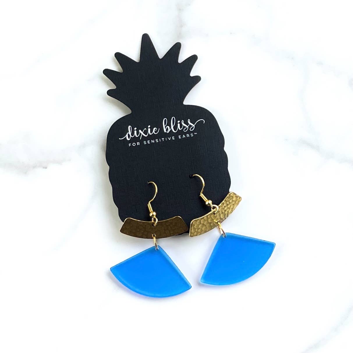 SALE Sidekick Gold-toned Brass Dangle Earrings with Blue Charm
