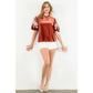 Velvet Embroidered Detail Puff Sleeve Top