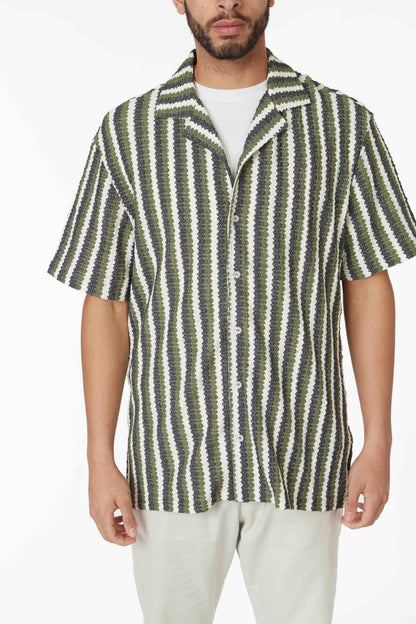 Crochet/Textured Short Sleeve Men's Shirt