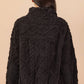 Fuzzy Fleece Cozy Cable Pattern Zip Up Jacket