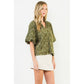 Puff Sleeve Corduroy Flower Top