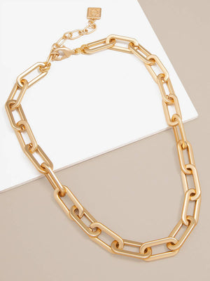 18k Gold-Plated Oblong Links Collar Necklace