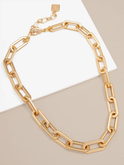 18k Gold-Plated Oblong Links Collar Necklace