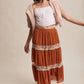 Fall for Me Tiered Lace-Trim Maxi Skirt
