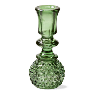 Heritage Hobnail Glass Tealght Taper Holder Green