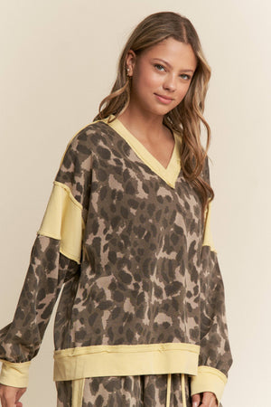Leopard Print Patchwork Sweater Top