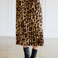 Leopard Print Pleated Midi Skirt