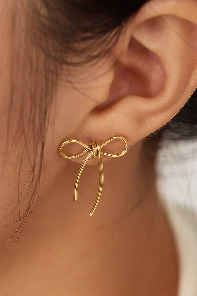 Gold Wire Bow Earrings