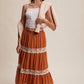 Fall for Me Tiered Lace-Trim Maxi Skirt
