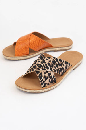Cross Strap Leopard Sandal