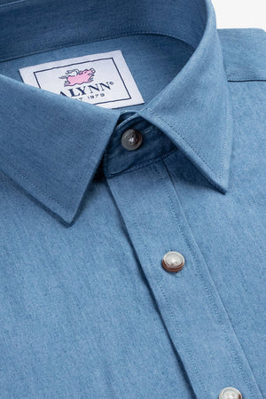 Liam Denim Blue Untuckable Classic Fit Dress Shirt by Alynn