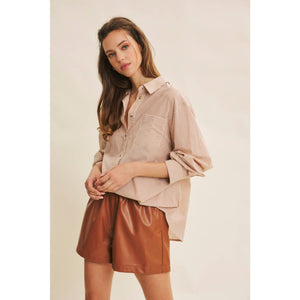 Caramel Candies Oversized Button Top