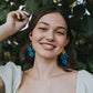 Chameli Chandelier Earrings - Teal Patina, Gold Petals