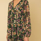 Long Sleeve Merrow Hem Floral Dress