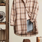 Oversize Plaid Shirt Jacket with Raw Hem