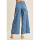 Embroidered Cotton Wide Leg Pants