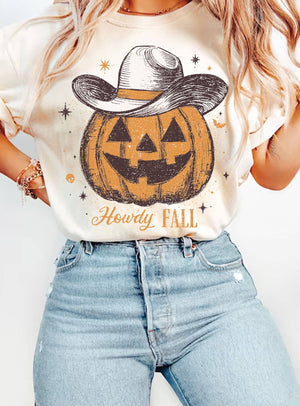 HOWDY FALL PUMPKIN COWBOY GRAPHIC TSHIRTS