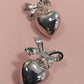 Chunky Bow Heart Drop Earrings