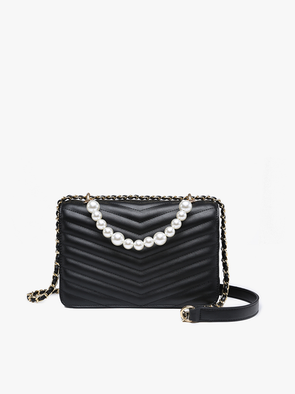 Ira Chevron Crossbody w/ Pearl Handle