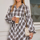 SALE Plaid Bubble Sleeve Shirt Mini Dress