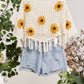 Boat Neck Fishnet SunFlower Top with Fringe detail