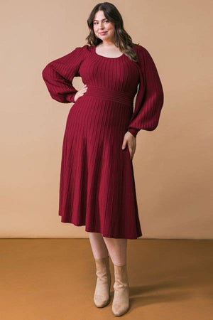 SALE PLUS SIZE Dazzling Red Sweater-Dress