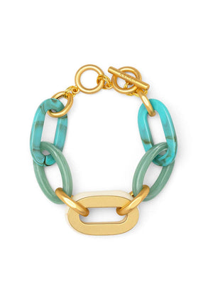 Resin and Metal Oval Link Toggle Bracelet