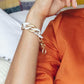 Marbled Beige Mixed Curb Chain Bracelet