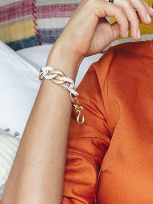 Marbled Beige Mixed Curb Chain Bracelet