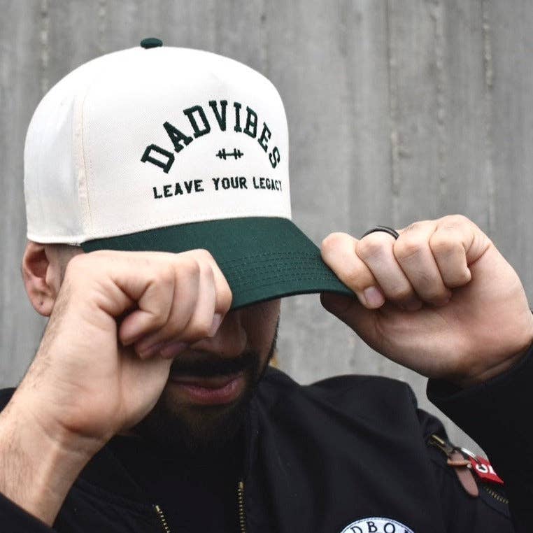DadVibes 5 Panel Hat (Cream/Green)