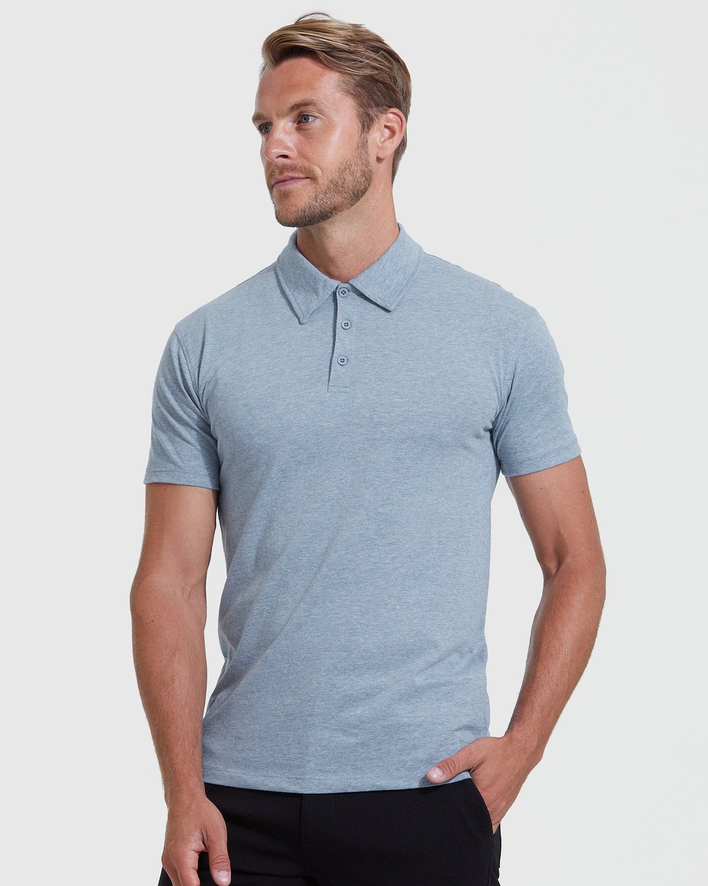 Short Sleeve Shirt | Polo | Heather Indigo