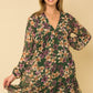 Long Sleeve Merrow Hem Floral Dress