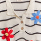 Stripe Knit Top with Daisy Patch