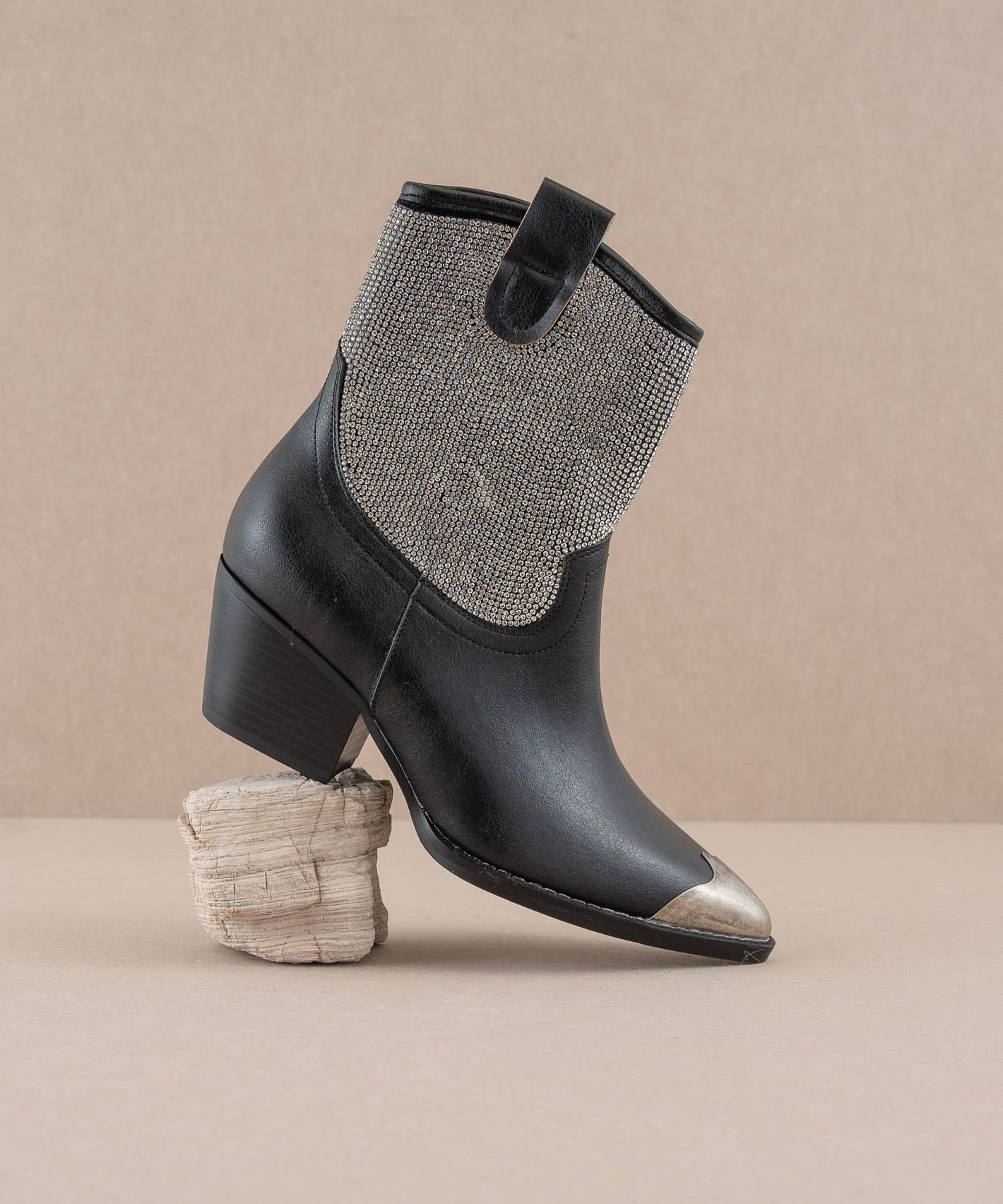 SALE The Wren Black | Western Rhinestone Studded Bootie