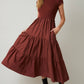 Mock Neck Knit & Woven Mixed Monochromatic Dress
