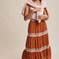 Fall for Me Tiered Lace-Trim Maxi Skirt