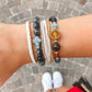 Obsidian Cross Beaded Bracelet in Natural Stone