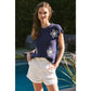 Navy Floral Knit Top