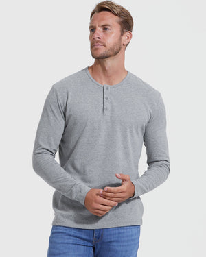 Long Sleeve Shirt | Henley | Heather Gray