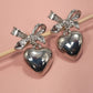 Chunky Bow Heart Drop Earrings